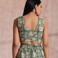 trueBrowns Fern Green Overall Floral Block Print Cotton Pant Suit Set | Swadesiicart