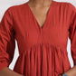 trueBrowns Red Cotton Print Flared Kurta Set | Swadesiicart