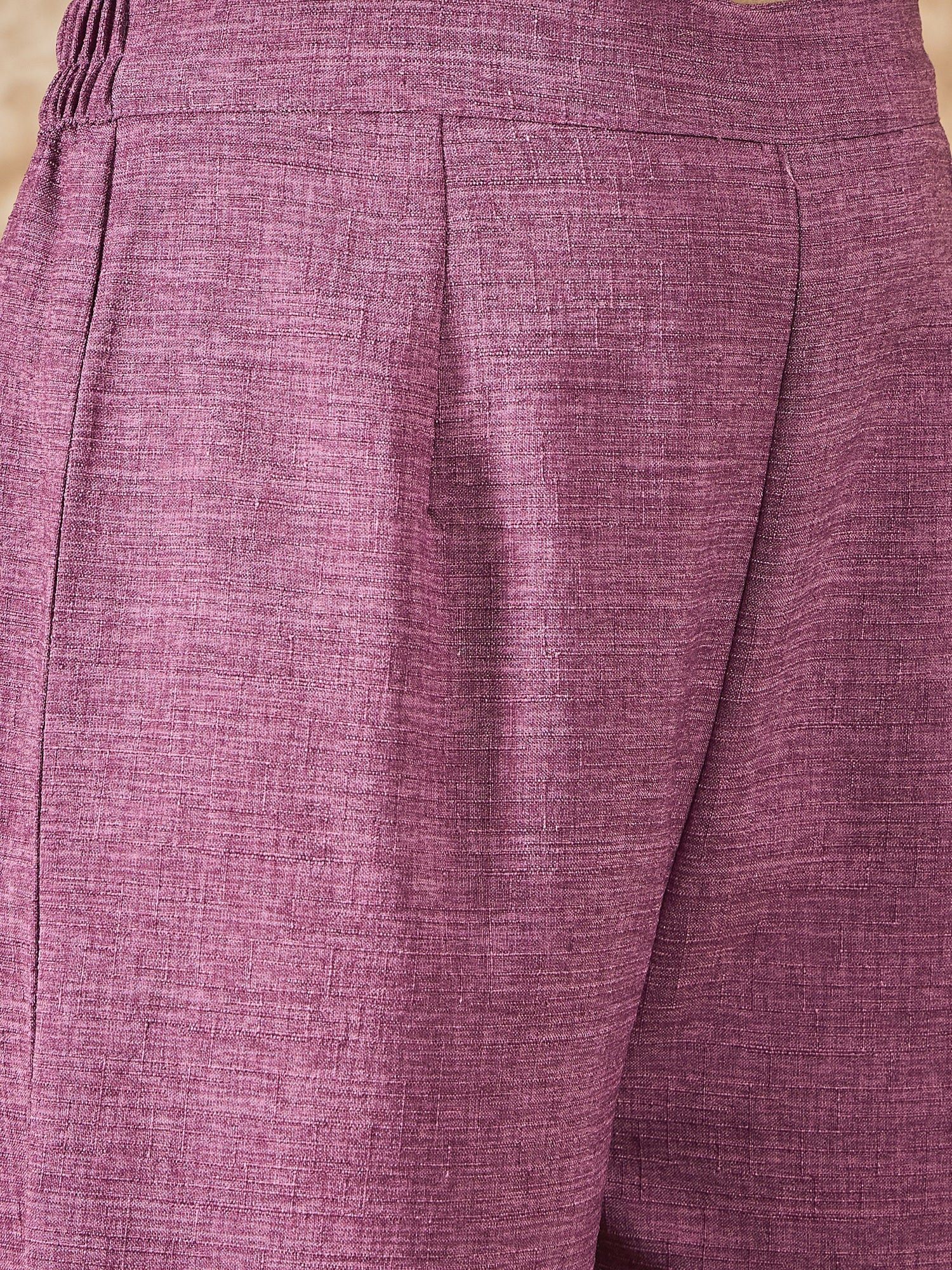 InWeave Dusty Mauve V Neck Aline Kurta Set - Swadesiicart