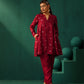 trueBrowns Maroon Diamond Viscose Silk Relaxed Co-ord Set - Swadesiicart