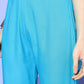 InWeave Women's Aqua Blue Coord Set With White Butterfly Scarf - Swadesiicart