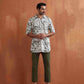 trueBrowns Men's Off White Printed Short Kurta | Swadesiicart