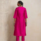 trueBrowns Pink Silk High Slit Kurta Set | Swadesiicart