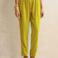 trueBrowns Lime Velvet Kurta Co-ord Set - Swadesiicart