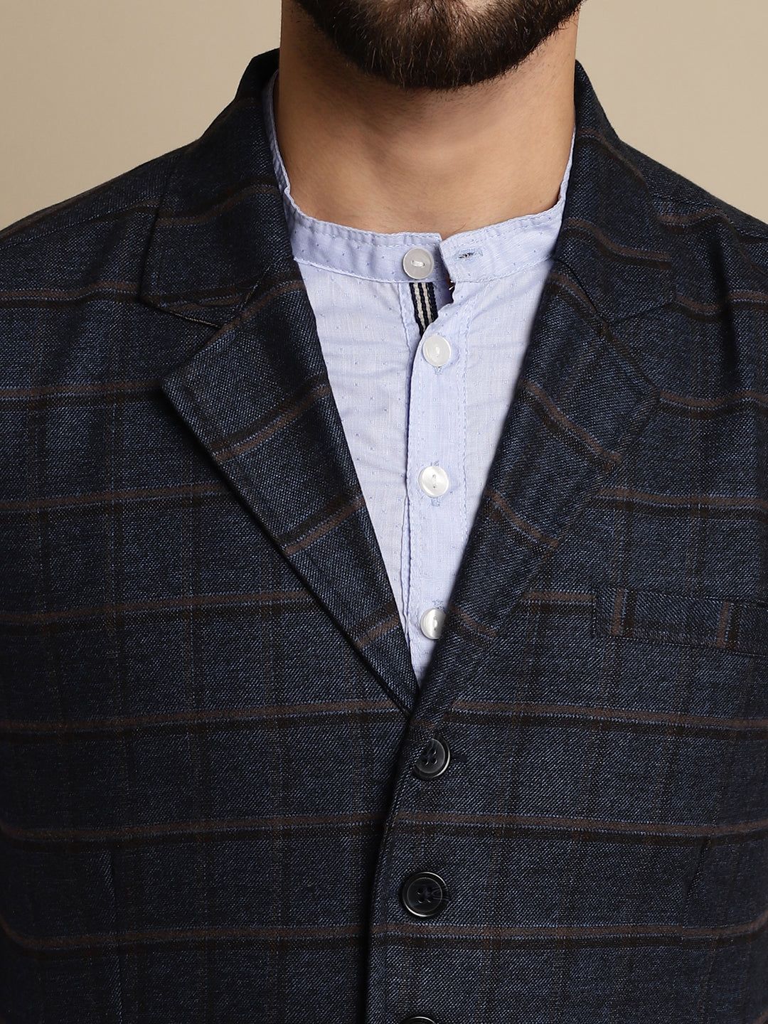 Even Apparels Men's Blue Waistcoat with Notched Lapel | Swadesiicart