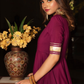 Pomcha Jaipur Burgundy Pure Cotton Anarkali Set | Swadesiicart