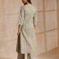 trueBrowns Grey Overall Floral Block Print Cotton Angrakha Kurta Pant Set | Swadesiicart
