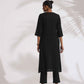 trueBrowns Black Cotton High Slit Kurta Set | Swadesiicart