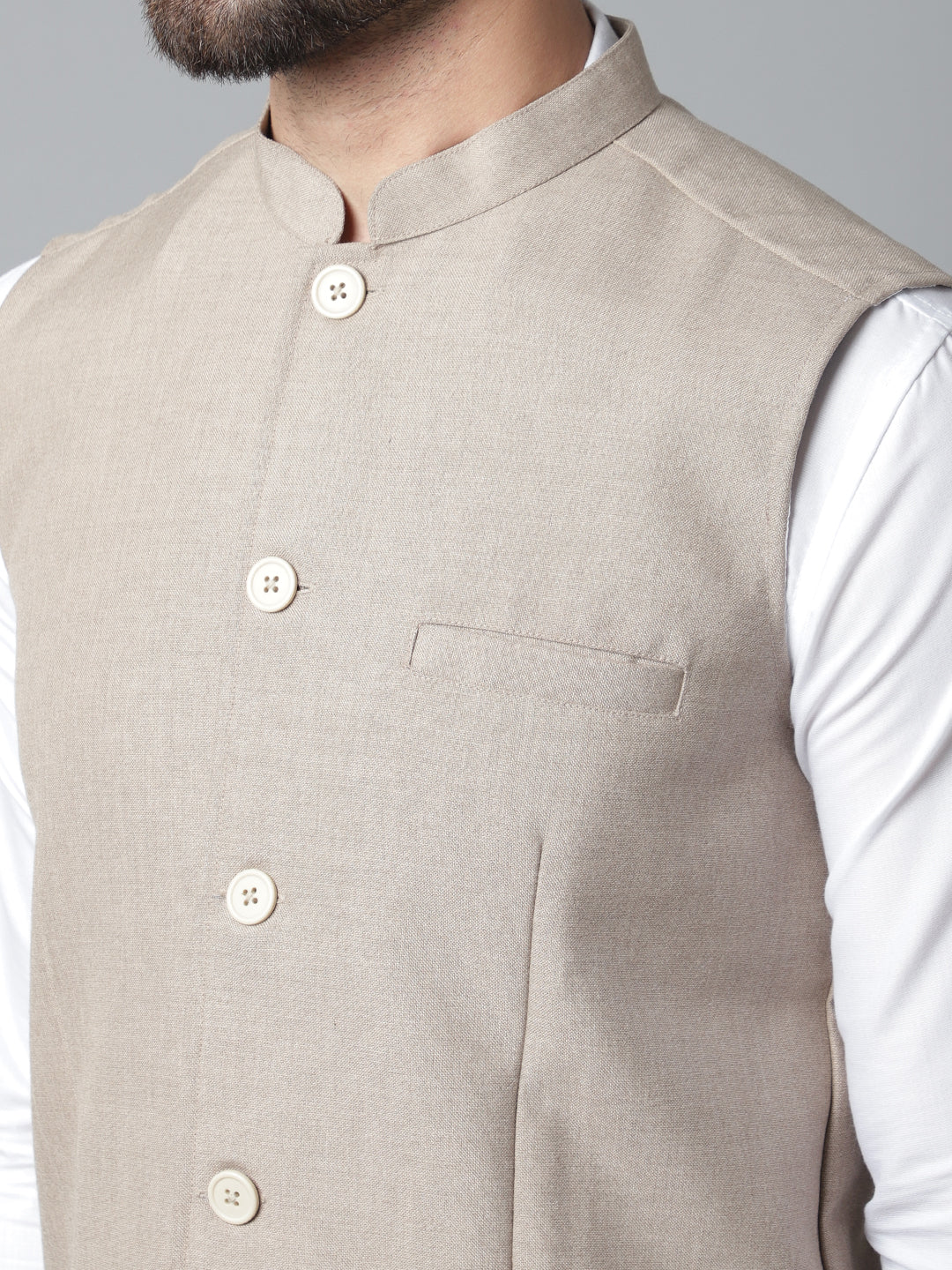 Even Apparels Men's Brown Nehru Jacket With Welt Pockets | Swadesiicart