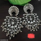 Tehzeeb Creations Women's Silver Colour Oxidised Earrings With Kundan | Swadesiicart
