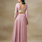 trueBrowns Light Mauve Bandhani Printed Silk Top Skirt Set - Swadesiicart
