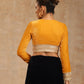 trueBrowns Mustard Velvet Lace Blouse | Swadesiicart