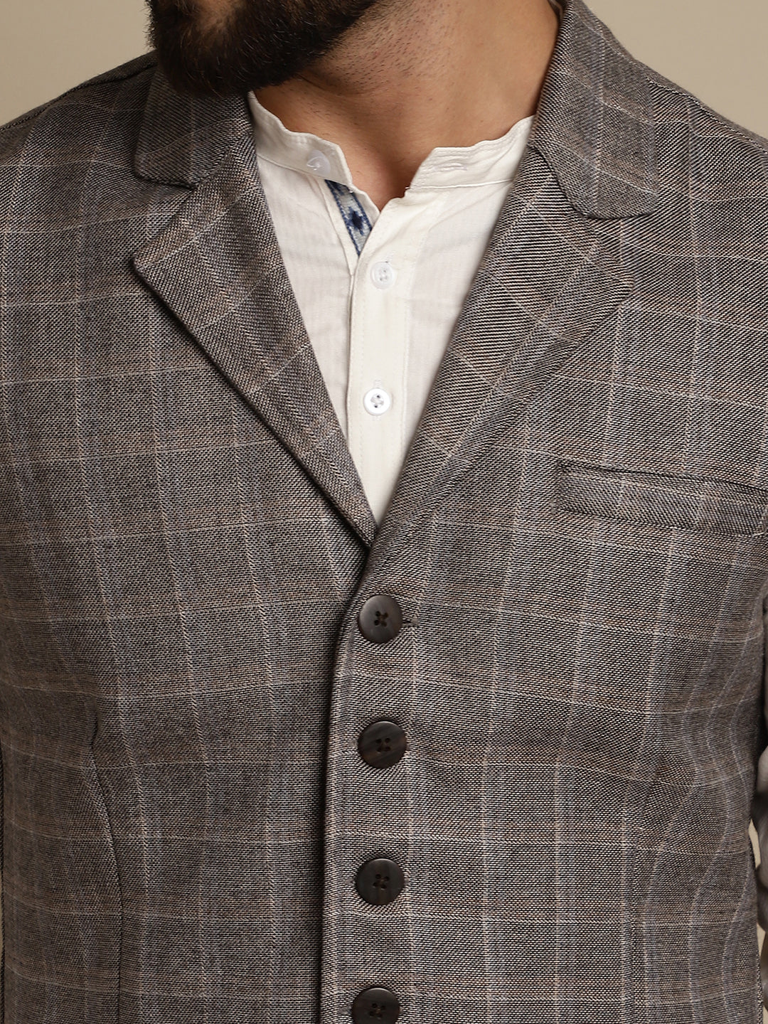 Even Apparels Men's Brown Waistcoat with Notched Lapel | Swadesiicart