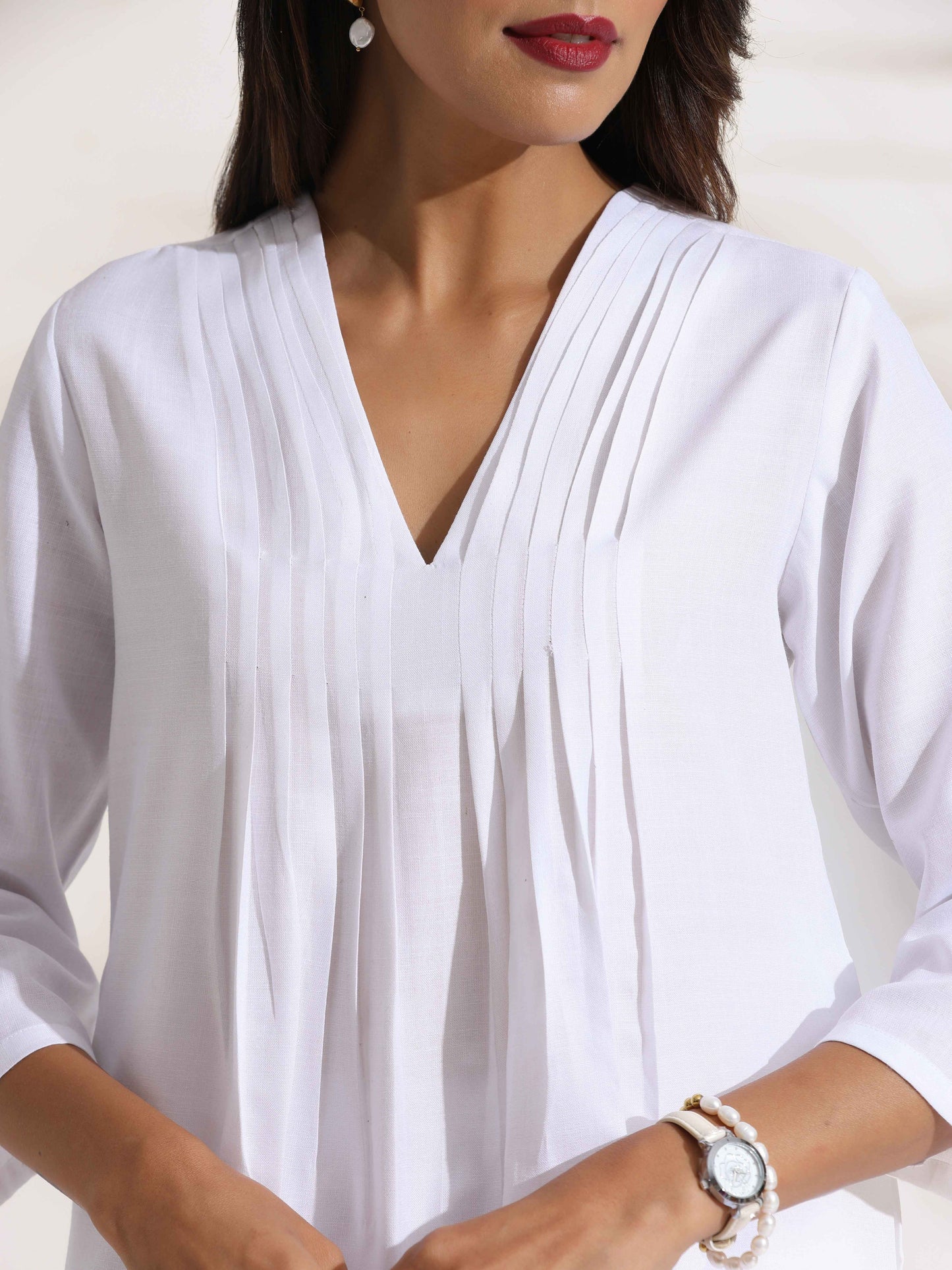 trueBrowns White Slub Co-ord Set - Swadesiicart