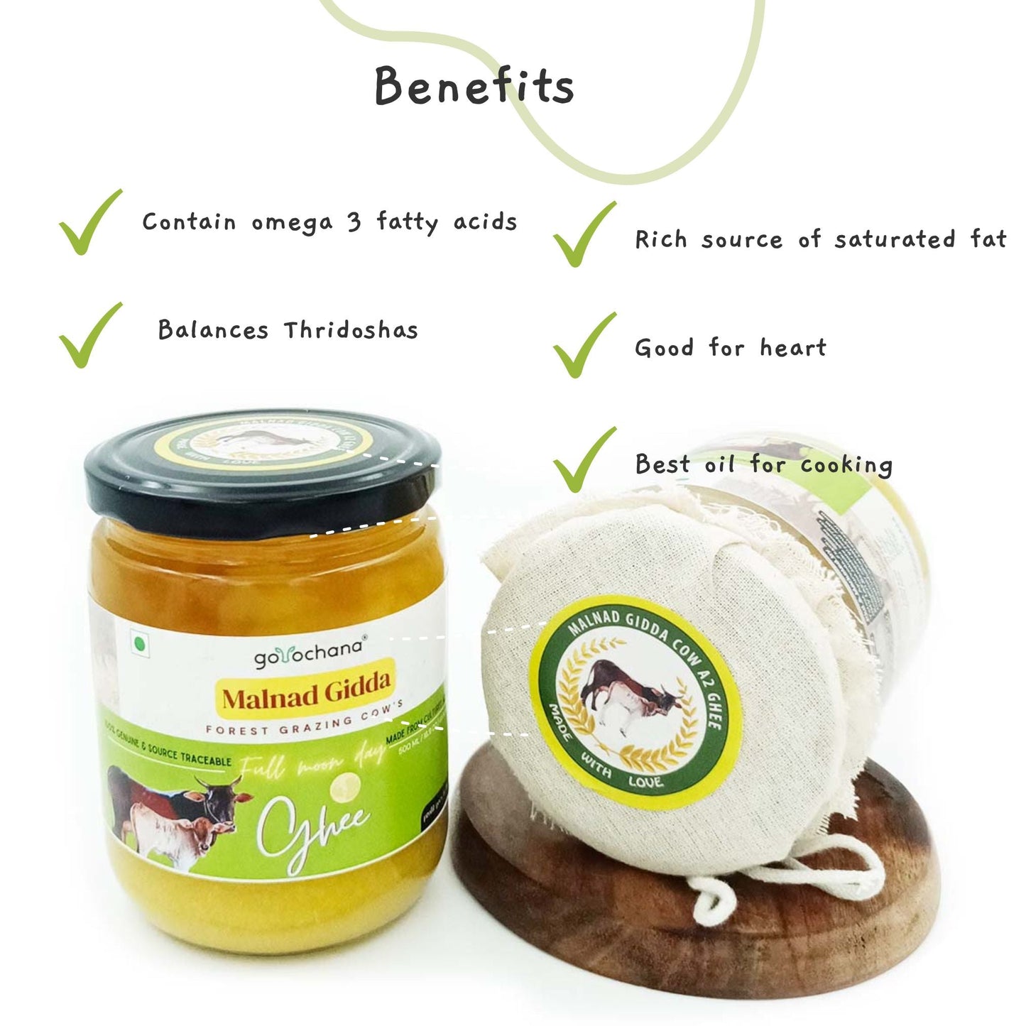 Gorochana 100% Source Traceable Desi Malnad Gidda A2 Full Moon Day Bilona Cow Ghee | Pure Ghee | Organic Ghee - Swadesiicart