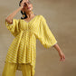 trueBrowns Lime Green Bandhani Printed Silk Drop Shoulder Co-Ord Set - Swadesiicart