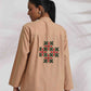 trueBrowns Beige Cotton Embroidered Shirt Top Co-ord Set - Swadesiicart