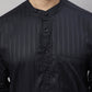 Even Apparels Black Pure Cotton Kurta With Band Collar | Swadesiicart