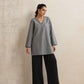 trueBrowns Grey Winter High Slit Top | Swadesiicart