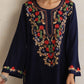 trueBrowns Blue Kashmiri Embroidered Woollen Phiran Kurta | Swadesiicart