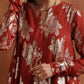 trueBrowns Rust Metallic Flared Anarkali Co-ord Set - Swadesiicart