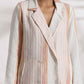trueBrowns Beige Cotton Stripe Jacket Top Co-ord Set - Swadesiicart