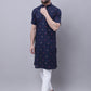 Even Apparels Blue Pure Cotton Short Sleeves Kurta With Band Collar | Swadesiicart