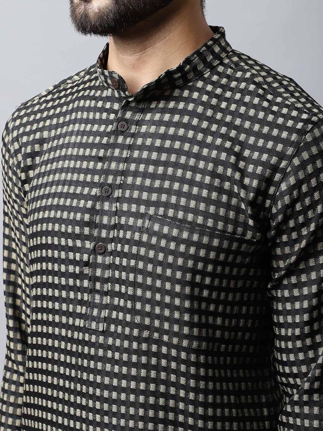 Even Apparels Brown Pure Cotton Kurta With Band Collar | Swadesiicart