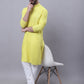 Even Apparels Yellow Pure Cotton Short Sleeves Kurta With Band Collar | Swadesiicart