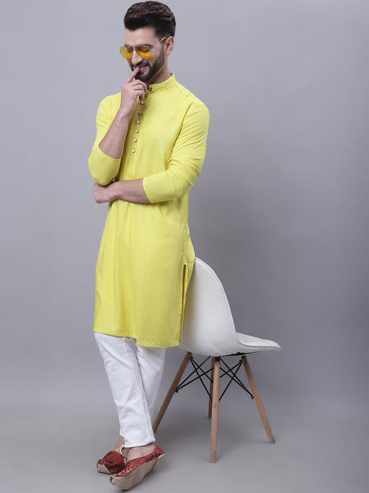 Even Apparels Yellow Pure Cotton Short Sleeves Kurta With Band Collar | Swadesiicart