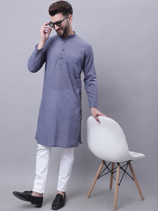 Even Apparels Grey Pure Cotton Kurta With Band Collar | Swadesiicart