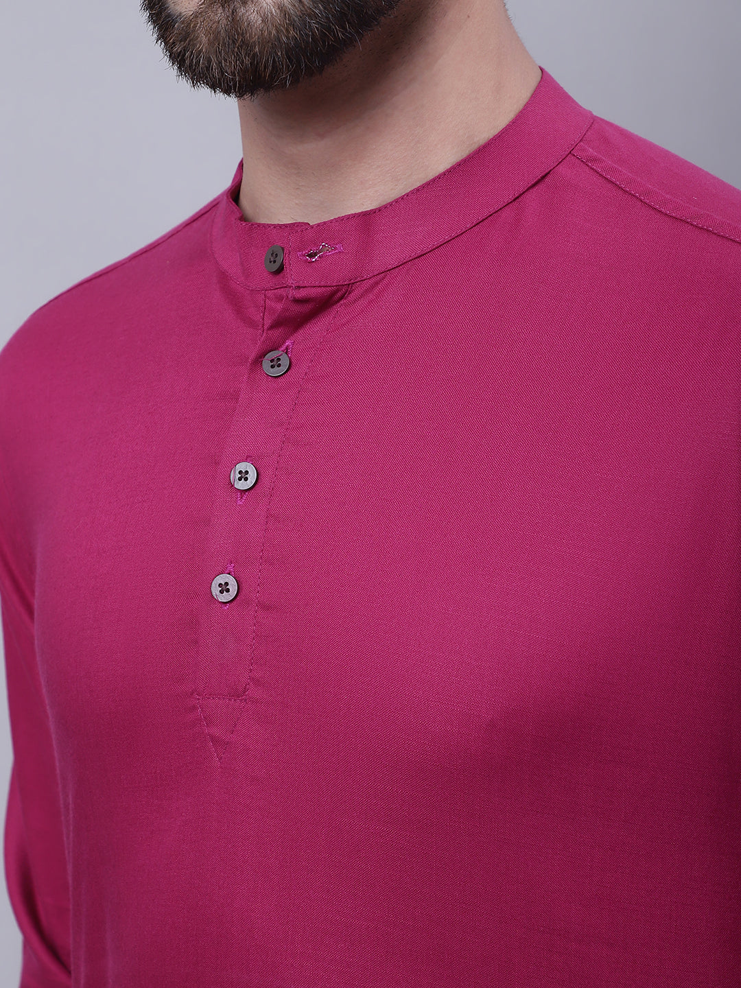 Even Apparels Wine Pure Cotton Short Kurta With Band Collar | Swadesiicart