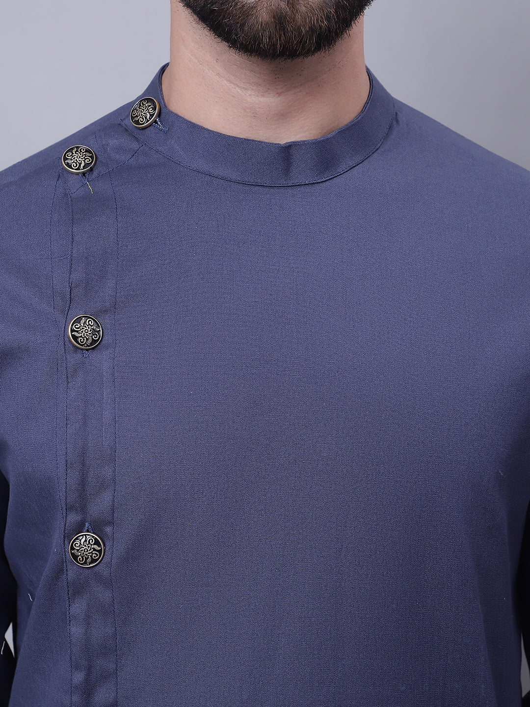 Even Apparels Grey Sherwani Kurta With Asymetrical Cut | Swadesiicart
