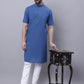 Even Apparels Blue Pure Cotton Short Sleeves Kurta With Band Collar | Swadesiicart