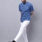 Even Apparels Blue Pure Cotton Short Kurta With Band Collar | Swadesiicart