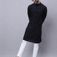 Even Apparels Black Pure Cotton Kurta With Band Collar | Swadesiicart