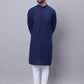 Even Apparels Blue Pure Cotton Kurta With Band Collar | Swadesiicart