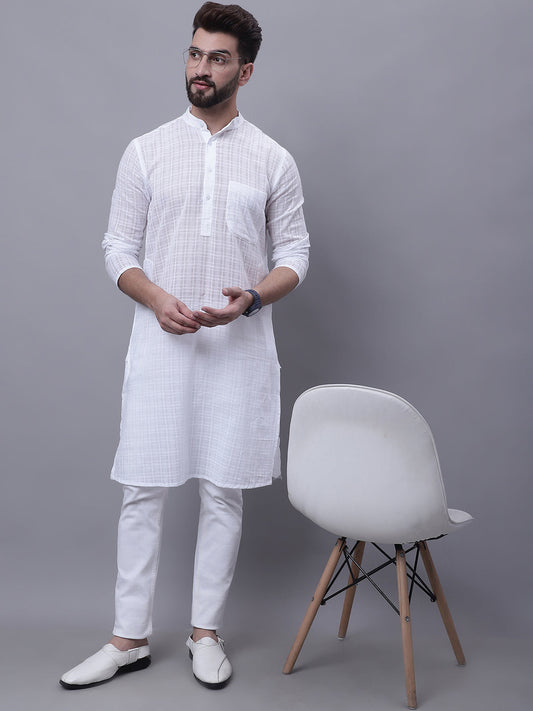 Even Apparels White Pure Cotton Kurta With Band Collar | Swadesiicart