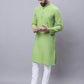 Even Apparels Green Pure Cotton Kurta With Band Collar | Swadesiicart