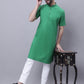 Even Apparels Green Pure Cotton Short Sleeves Kurta With Band Collar | Swadesiicart