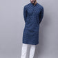 Even Apparels Blue Pure Cotton Kurta With Band Collar | Swadesiicart