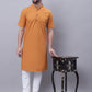 Even Apparels Yellow Pure Cotton Short Sleeves Kurta With Band Collar | Swadesiicart