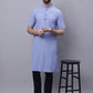 Even Apparels Blue Pure Cotton Short Sleeves Kurta With Band Collar | Swadesiicart