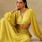 trueBrowns Lime Green Bandhani Printed Silk Top Skirt Set - Swadesiicart