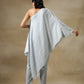 trueBrowns Grey Bandhani Printed Silk One-Shoulder Kurta Pant Set | Swadesiicart