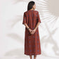 trueBrowns Brown Cotton Print pleated Dress | Swadesiicart