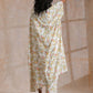 trueBrowns Pink Yellow Floral On White Block Print Cotton Panel Kaftan Kurta Pant Set | Swadesiicart