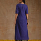 trueBrowns Spectrum Blue Gold Cotton High Slit Kurta Set | Swadesiicart