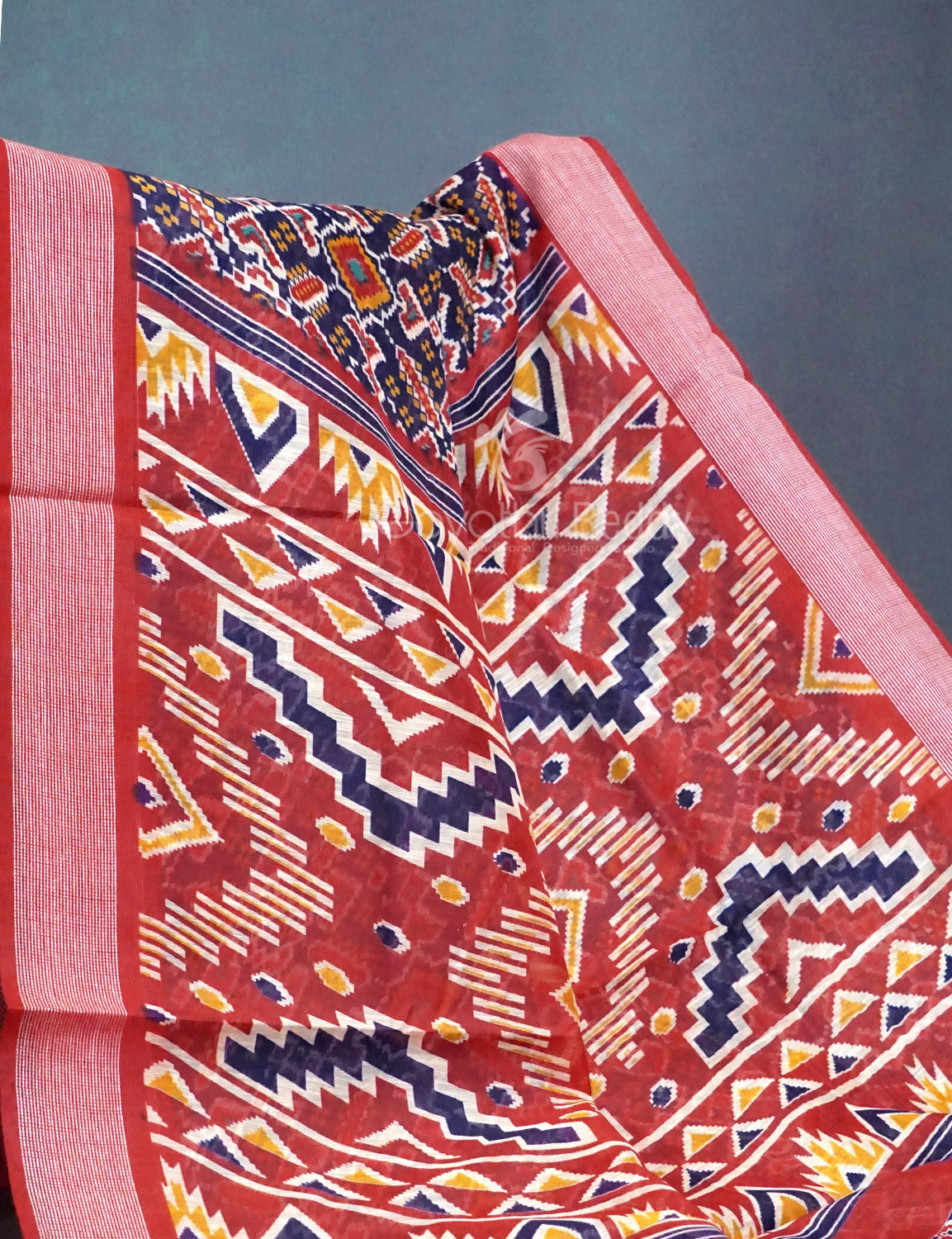 Shades of Navy Blue Colour Patola Print Semi Chanderi Saree By Gayathri Reddy Designer Studio | Swadesiicart