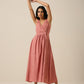 trueBrowns Light Mauve Slub Texture Sleeveless Wrap Dress | Swadesiicart